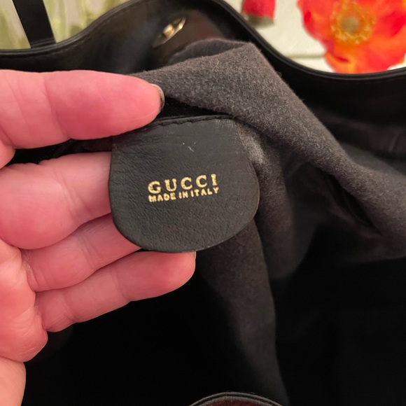 💯 Authentic Gucci Leather Hobo Bag With Strap, Black - Picture 7 of 10